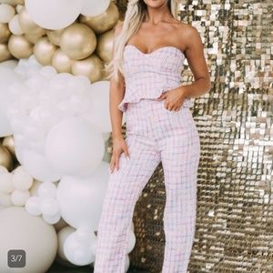 Sweetheart top & high waisted trousers